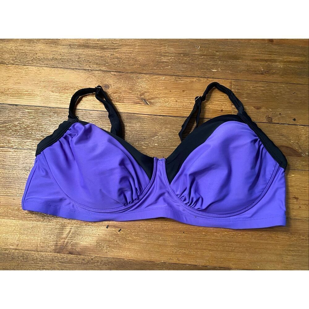 Ava & Viv 20W purple black bikini top swimwear